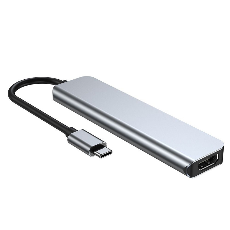 Tech-Protect V4 6-in-1 USB-C centrmezgls, pelēks