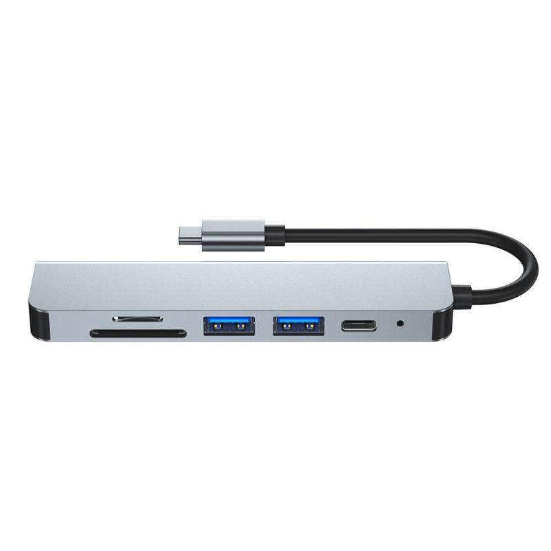 Tech-Protect V4 6-in-1 USB-C centrmezgls, pelēks