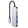 Tech-Protect V2 4-in-1 USB-C centrmezgls, pelēks
