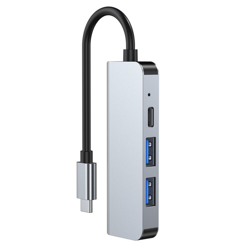 Tech-Protect V2 4-in-1 USB-C centrmezgls, pelēks