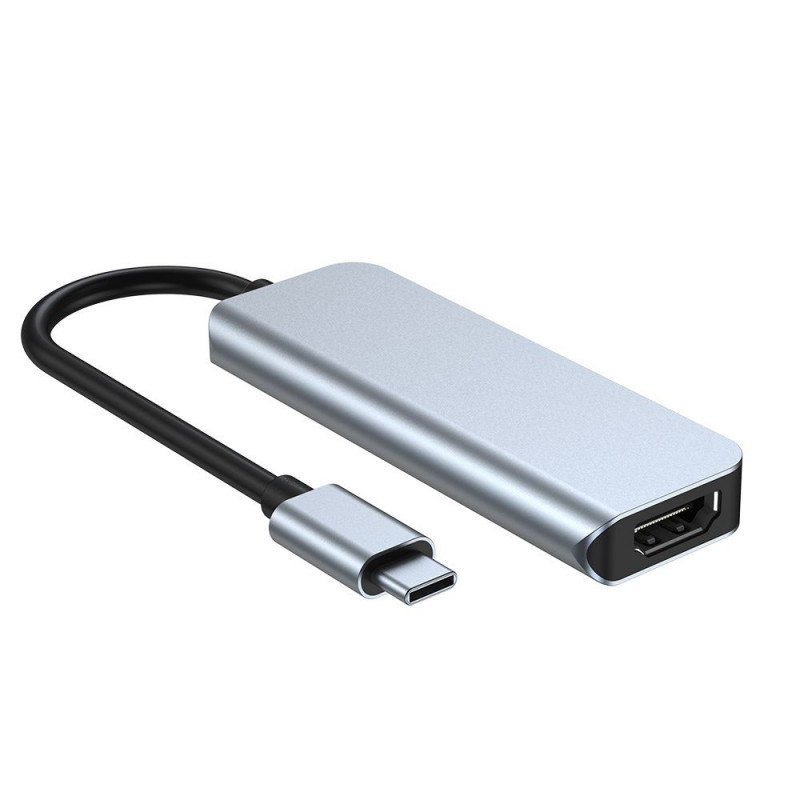 Tech-Protect V2 4-in-1 USB-C centrmezgls, pelēks
