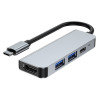 Tech-Protect V2 4-in-1 USB-C centrmezgls, pelēks