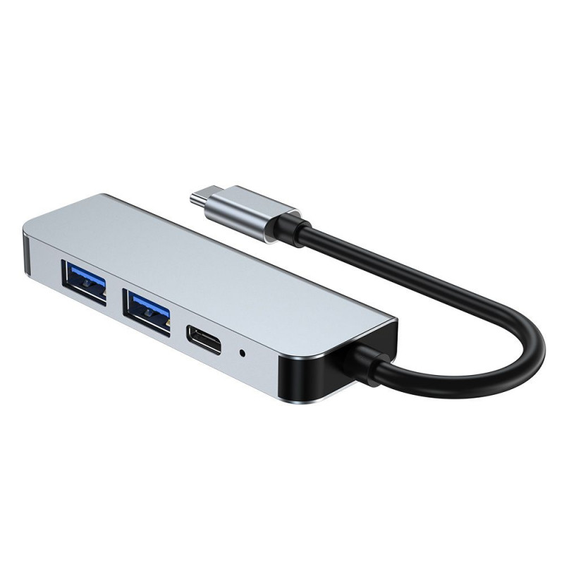 Tech-Protect V2 4-in-1 USB-C centrmezgls, pelēks