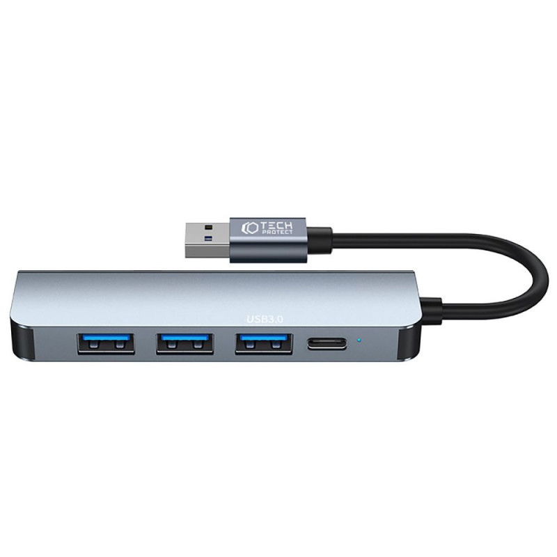 Tech-Protect V0-HUB 5in1 USB-A centrmezgls, pelēks