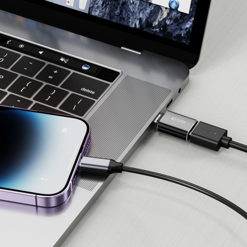 Tech-Protect UltraBoost USB-C / USB-A OTG adapteris, melns