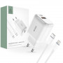 Tech-Protect C20W 2 portu sienas lādētājs PD 20W QC 3.0 ar Lightning kabeli, balts