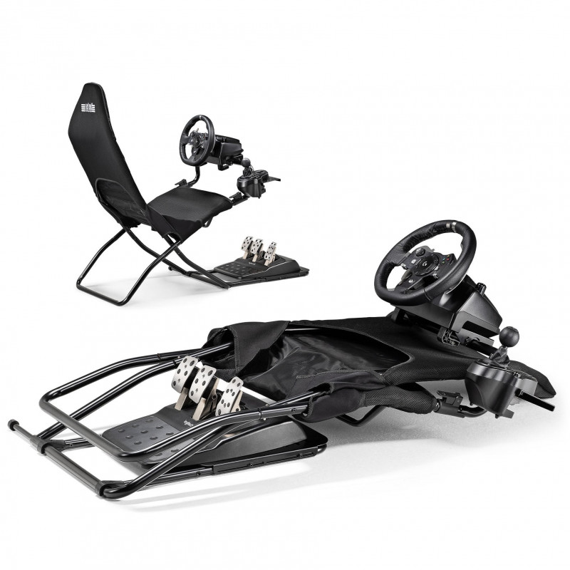 Next Level Racing GTLite Air salokāms sacīkšu kokpits, SIMAERO siets, melns