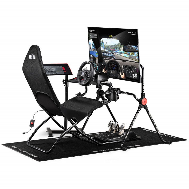 Next Level Racing GTLite Air salokāms sacīkšu kokpits, SIMAERO siets, melns