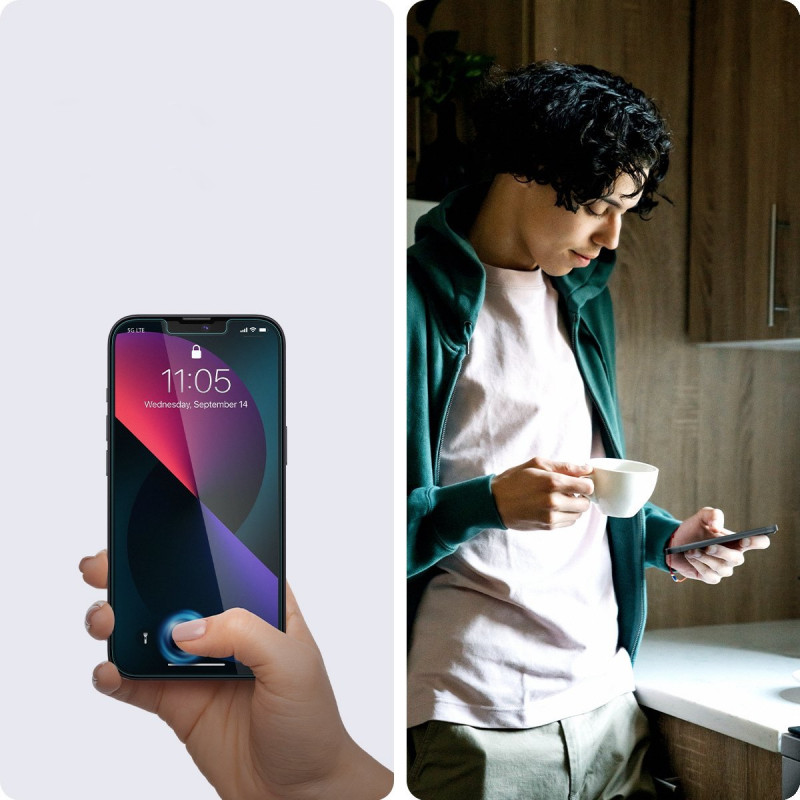 Spigen GLAS.tR EZ Fit rūdītais stikls Apple iPhone 13 / 13 Pro / 14 / 16e / 17e, caurspīdīgs