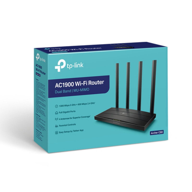 TP-Link Archer C80 AC1900 divjoslu bezvadu maršrutētājs (V2.4)
