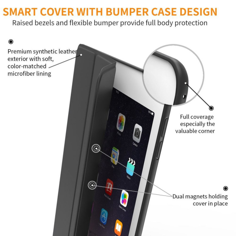 Tech-Protect Smartcase THP770BLK vāks Apple iPad 9.7 (2017/2018, 5./6. paaudze), melns