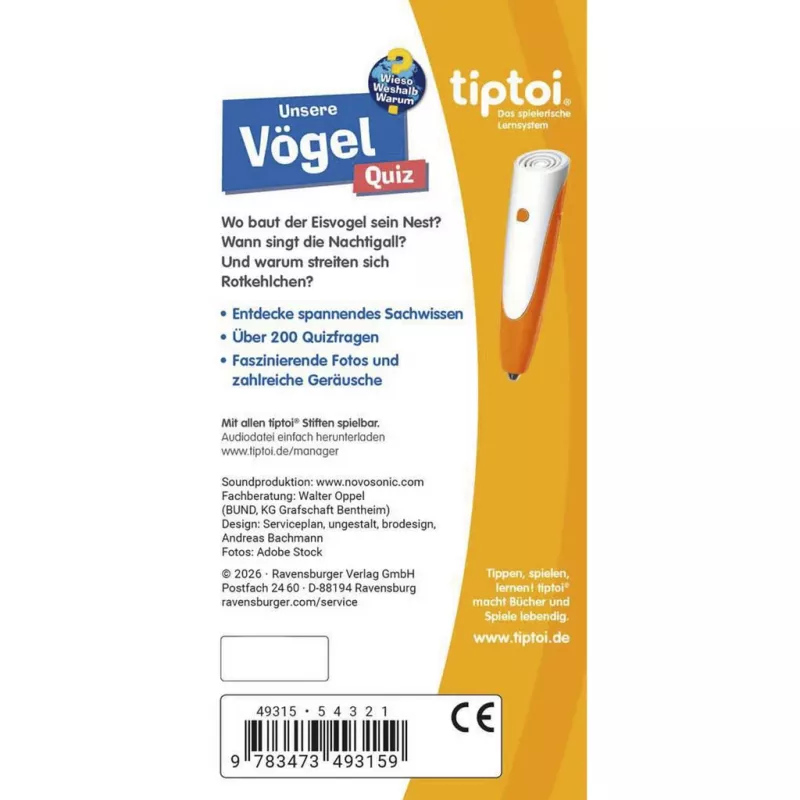 Ravensburger tiptoi Wieso? Weshalb? Warum? Quiz Unsere Vögel, vācu izdevums