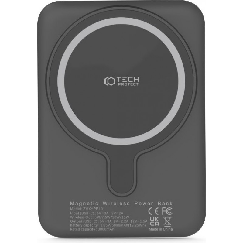 Tech-Protect PB10 LifeMag MagSafe pārnēsājamais akumulators 5000 mAh 15 W (THP1281BLK), melns