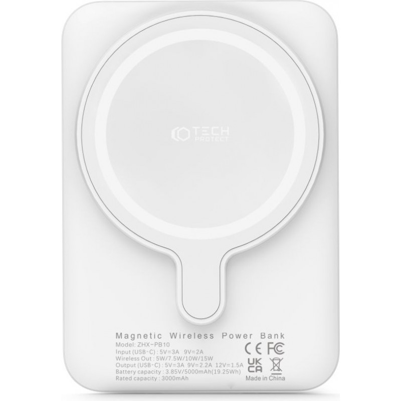 Tech-Protect PB10 LifeMag MagSafe pārnēsājamais akumulators 5000 mAh 15 W (THP1282WHT), balts
