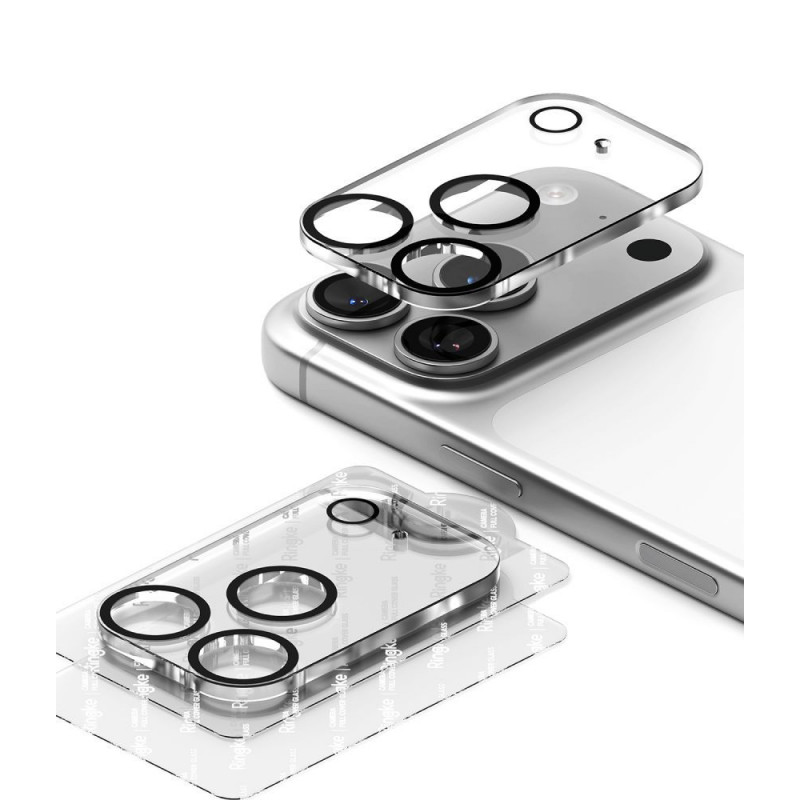 Ringke Camera Full Cover Apple iPhone 18 Pro kameras objektīva aizsargs, 9H rūdīts stikls, melns (2 gab.)