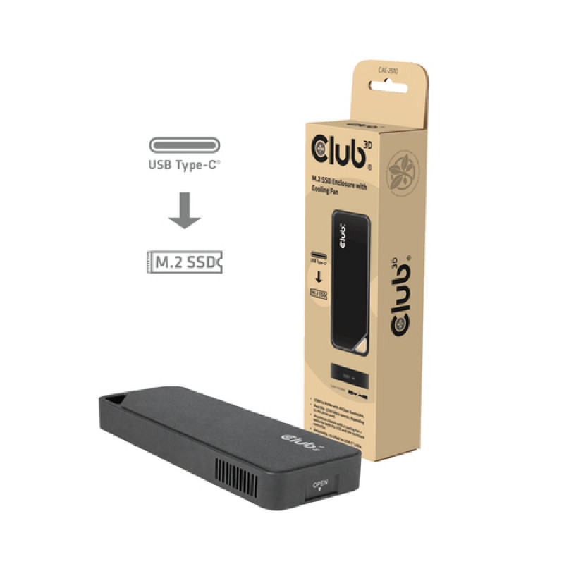 Club3D CAC-2510 M.2 NVMe SSD korpuss ar ventilatoru, USB4