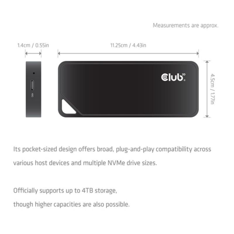 Club3D CAC-2510 M.2 NVMe SSD korpuss ar ventilatoru, USB4