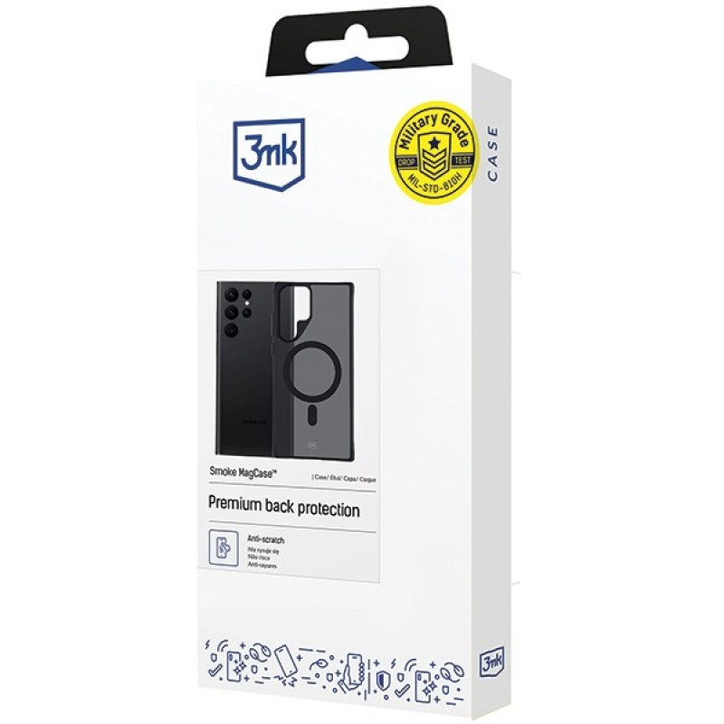 3MK Smoke MagCase Samsung Galaxy S23 Ultra, daļēji caurspīdīgs
