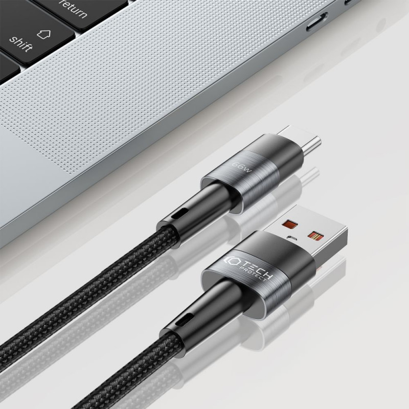 Tech-Protect UltraBoost USB-A/USB-C kabelis 66W 6A 200 cm, pelēks