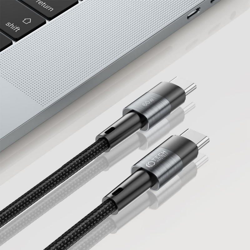Tech-Protect UltraBoost USB-C/USB-C kabelis PD 60W 3A 100 cm, pelēks