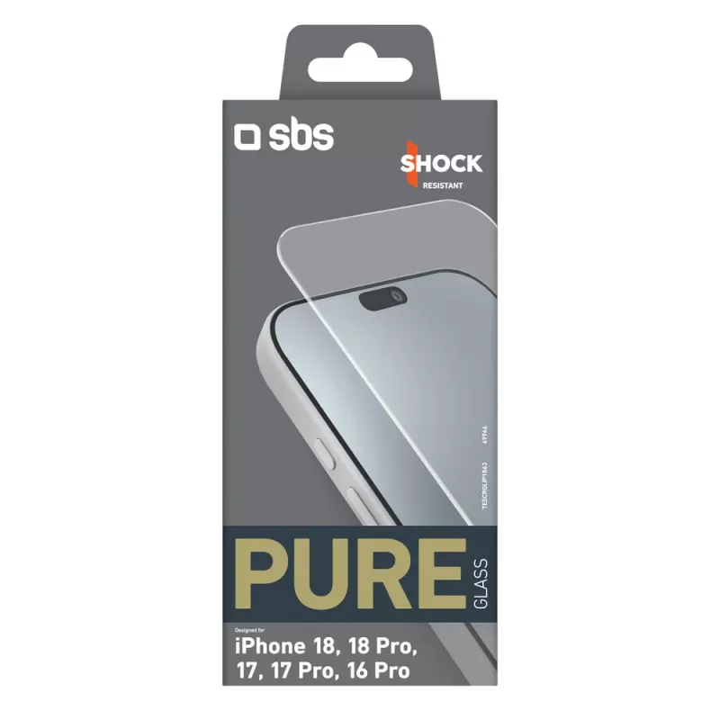 sbs mobile SBS Pure Glass rūdītais stikls iPhone 18 / 18 Pro / 17 / 17 Pro / 16 Pro (1 gab.)