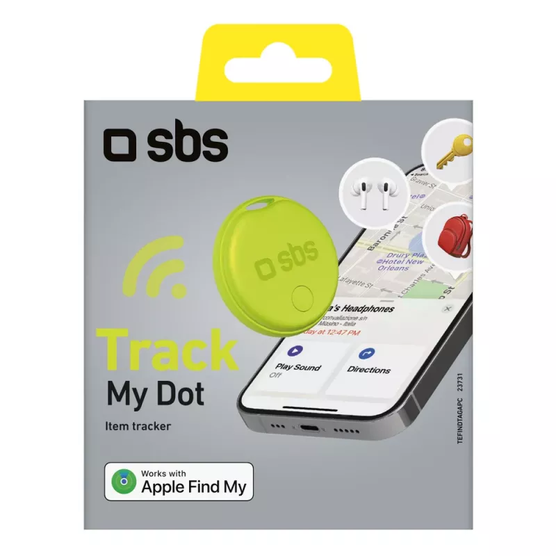 SBS Track My Circle atrašanās vietas noteicējs, saderīgs ar Apple Find My, zaļš