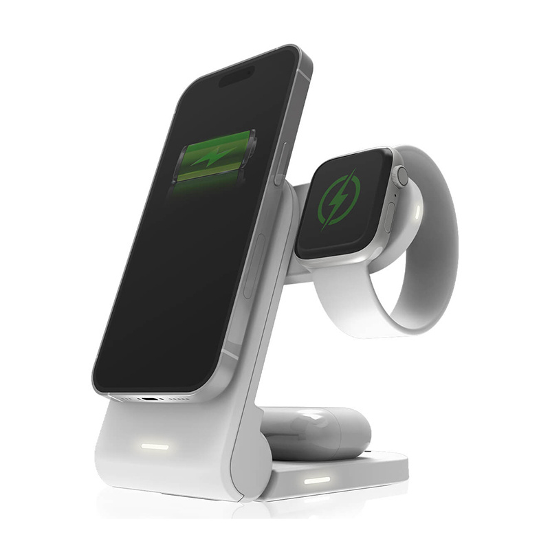 STM ChargeTree MAG 3-in-1 MagSafe bezvadu lādētājs, balts