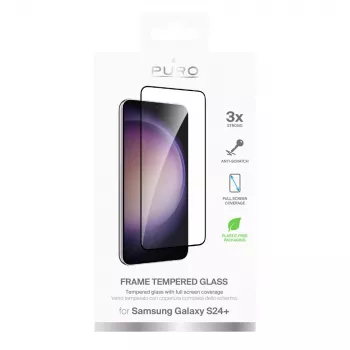 PURO Frame rūdītais stikls ar melnu rāmi Samsung Galaxy S25+ / S24+