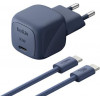 Belkin BoostCharge 30 W USB-C PD sienas lādētājs ar PPS un 2 m USB-C kabeli (WCA008KQ2MBL-B6)