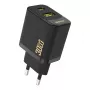 Dudao A27TEU PD 30W GaN sienas lādētājs, USB-A + USB-C, melns