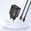 Dudao A27TEU PD 30W GaN sienas lādētājs, USB-A + USB-C, melns
