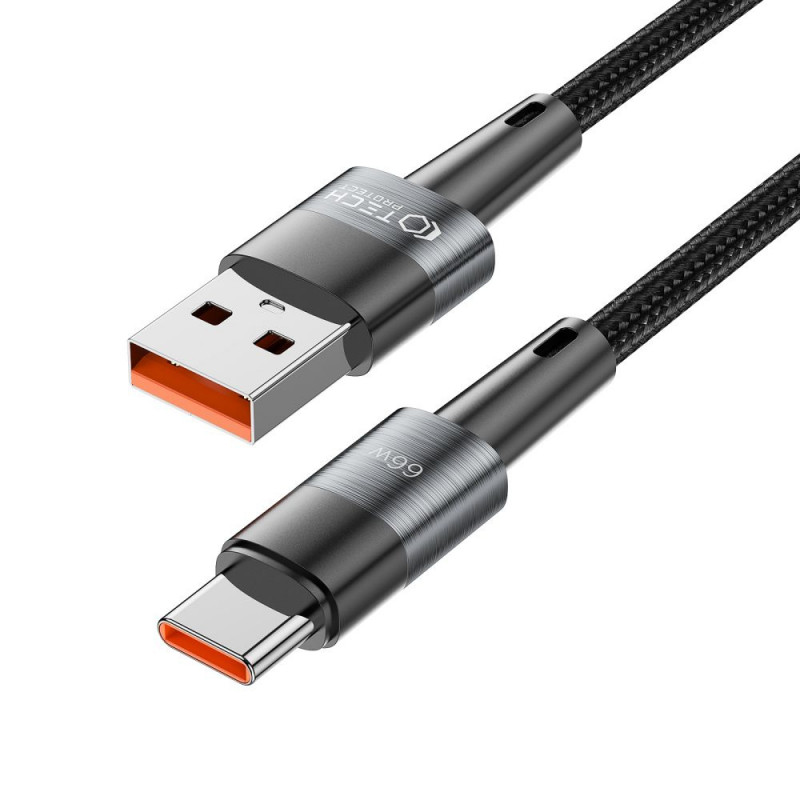 Tech-Protect Ultraboost USB-A / USB-C kabelis, 66W, 6A, 50 cm, pelēks