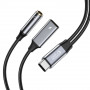Tech-Protect Ultraboost USB-C uz USB-C un mini jack 3,5 mm adapteris, 60W, melns