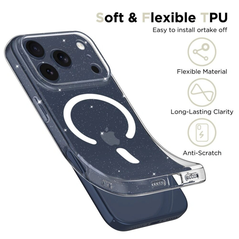 Tech-Protect FlexAir MagSafe vāciņš Apple iPhone 17 Pro Max, caurspīdīgs ar spīdumiem
