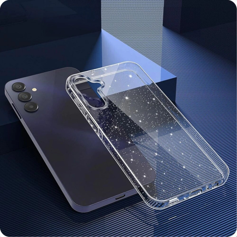 Tech-Protect FlexAir vāciņš Samsung Galaxy S25, caurspīdīgs ar spīdumiem