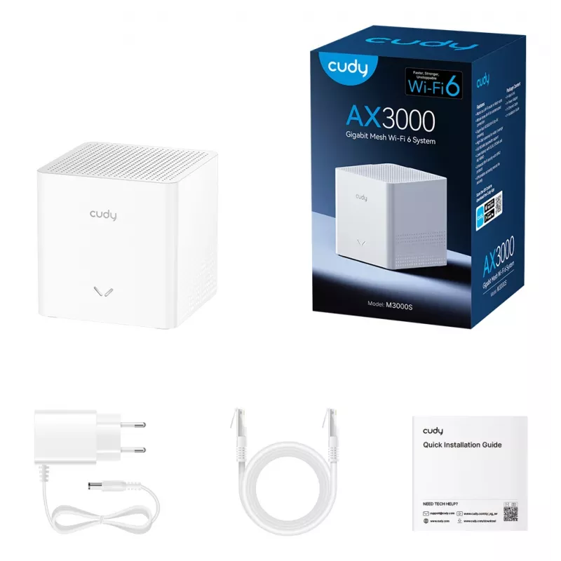 CUDY M3000S AX3000 Wi-Fi 6 Mesh sistēma, 1-Pack