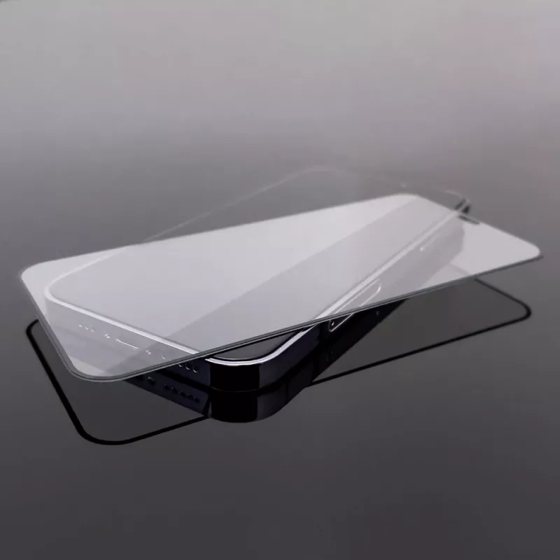 Wozinsky Super Tough Full Glue rūdītais stikls ar maciņam draudzīgu rāmi iPhone 14 Plus / 13 Pro Max, melns