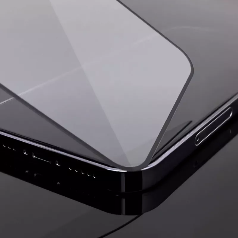 Wozinsky Super Tough Full Glue rūdītais stikls ar maciņam draudzīgu rāmi iPhone 14 Plus / 13 Pro Max, melns