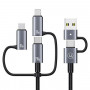 USAMS Sufeng Series SJ737 6-in-1 uzlādes un datu kabelis, 240W, digitālais displejs, alumīnija sakausējums, 1,2 m