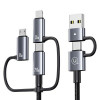 USAMS Sufeng Series SJ737 6-in-1 uzlādes un datu kabelis, 240W, digitālais displejs, alumīnija sakausējums, 1,2 m