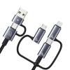 USAMS Sufeng Series SJ737 6-in-1 uzlādes un datu kabelis, 240W, digitālais displejs, alumīnija sakausējums, 1,2 m