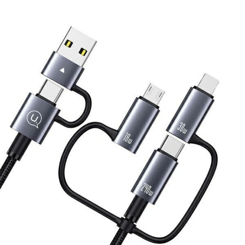 USAMS Sufeng Series SJ737 6-in-1 uzlādes un datu kabelis, 240W, digitālais displejs, alumīnija sakausējums, 1,2 m