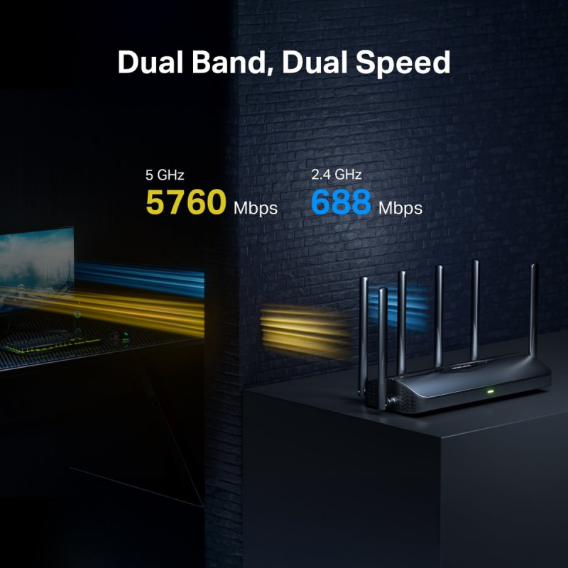 Mercusys MR37BE divjoslu Wi-Fi 7 maršrutētājs, līdz 6500 Mbps