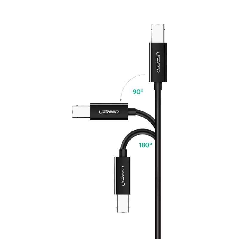 Ugreen US241 USB-C 2.0 uz USB-B printera kabelis, 1 m, melns