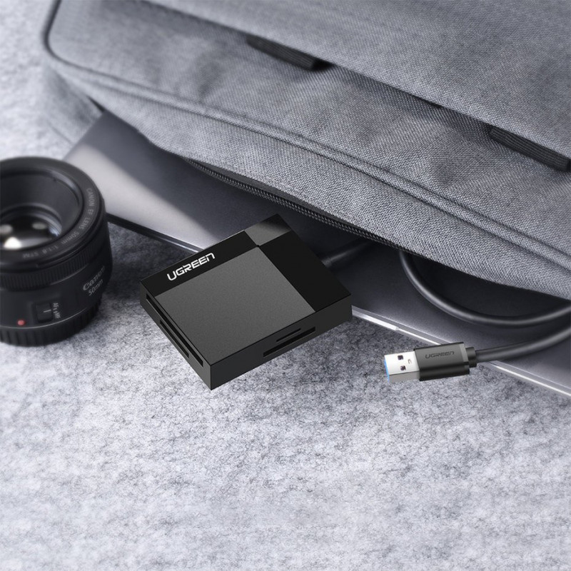 Ugreen CR125 USB 3.0 karšu lasītājs, SD / microSD / CF / MS, melns