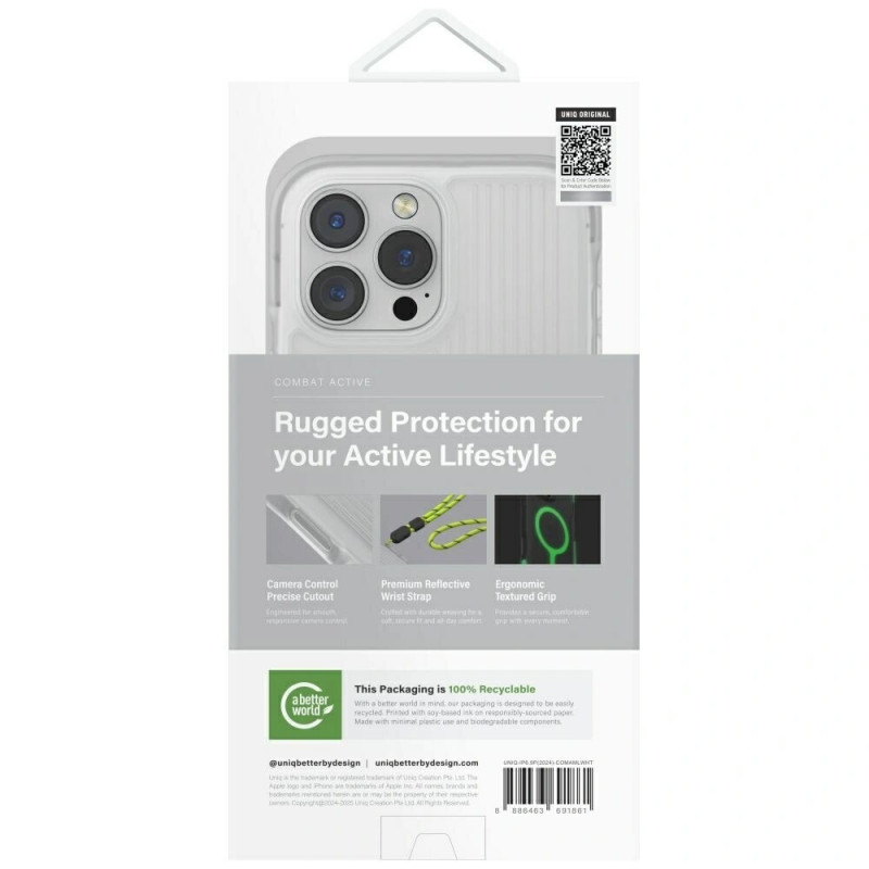 UNIQ Combat Active vāciņš Apple iPhone 16 Pro Max, Magclick Charging, lume white