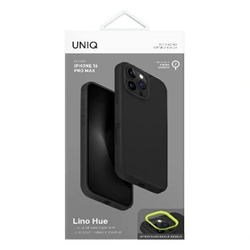 UNIQ Lino Hue apvalks Apple iPhone 16 Pro, Magclick uzlāde, antracīta pelēks