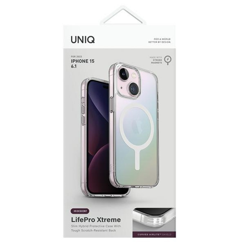 UNIQ LifePro Xtreme MagClick lādēšanas maciņš Apple iPhone 15, iridescent