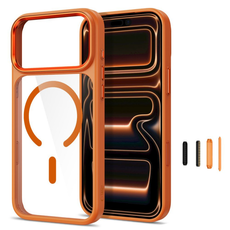 Tech-Protect Magmat MagSafe CC vāciņš Apple iPhone 17 Pro / 18 Pro, Cosmic Orange / caurspīdīgs