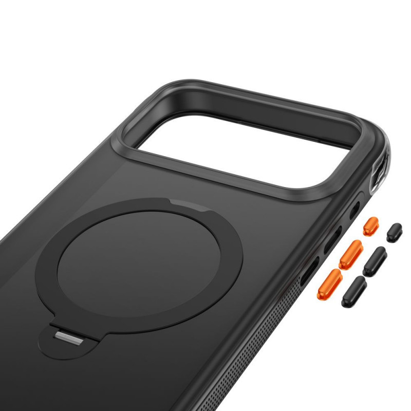 Tech-Protect MagAir Stand MagSafe CC vāciņš Apple iPhone 17 Pro / 18 Pro, matēti melns